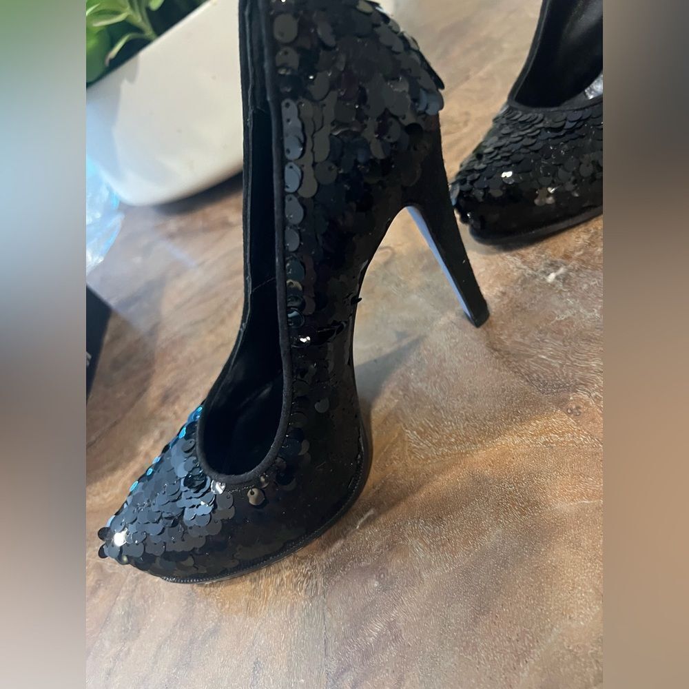 Kate by Ferrari Black Sequin Women's Shoes size 37 (7) - Picture 5 of 15